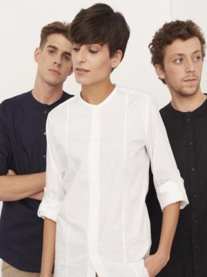 Camisa slim sin cuello